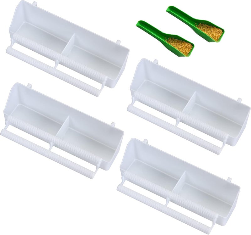 Seneme Bird Feeder/Dispenser for Cage, 4 Pack PP Material, Holds More Feeds, Double Cups Design, Perfect for Small Birds, Accessories Included - Image 1